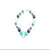 Chunky Necklace Bubble Gum Necklace (mint navy stripes clear gem) view 1