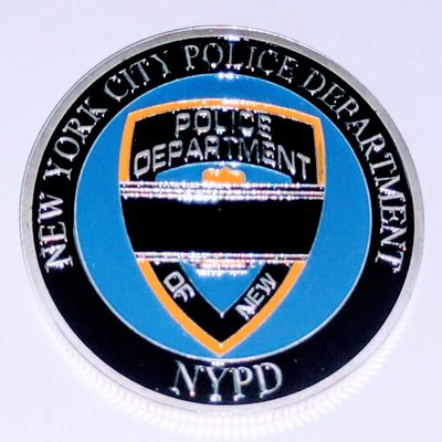 NYPD New York Police Officer Mourning Band Colorized Challenge Art Coin