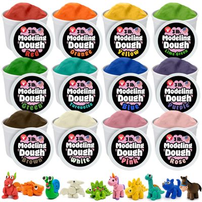 Hygloss Play Modeling Dough for Kids Safe & Non-Toxic Sensory Dough for Arts and Crafts 3 lb Tub Play Clay for Toddler Activities, Preschool Classroom Must-Haves 12 Assorted Colors, Unscented
