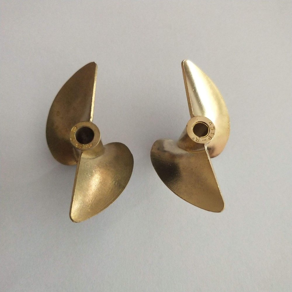 PerfectPlaza Propellers 1Pair Brass 4519 Left & Right Propeller Dia 45mm P1.9 for 4mm or 4.76mm Shaft RC Boat (1pair propellers for 4.76mm Shaft)