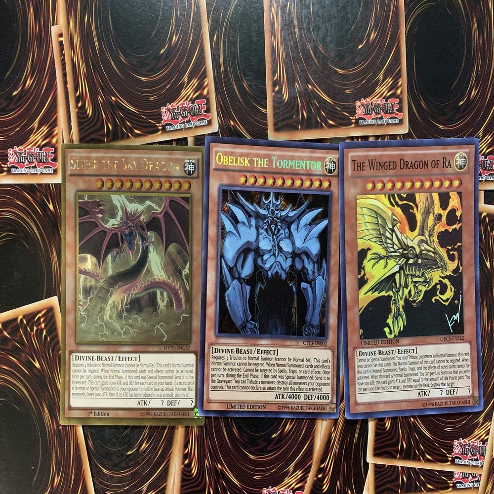Yugioh All 3 God Cards! Including Rare Cards. 25 Total Card lot