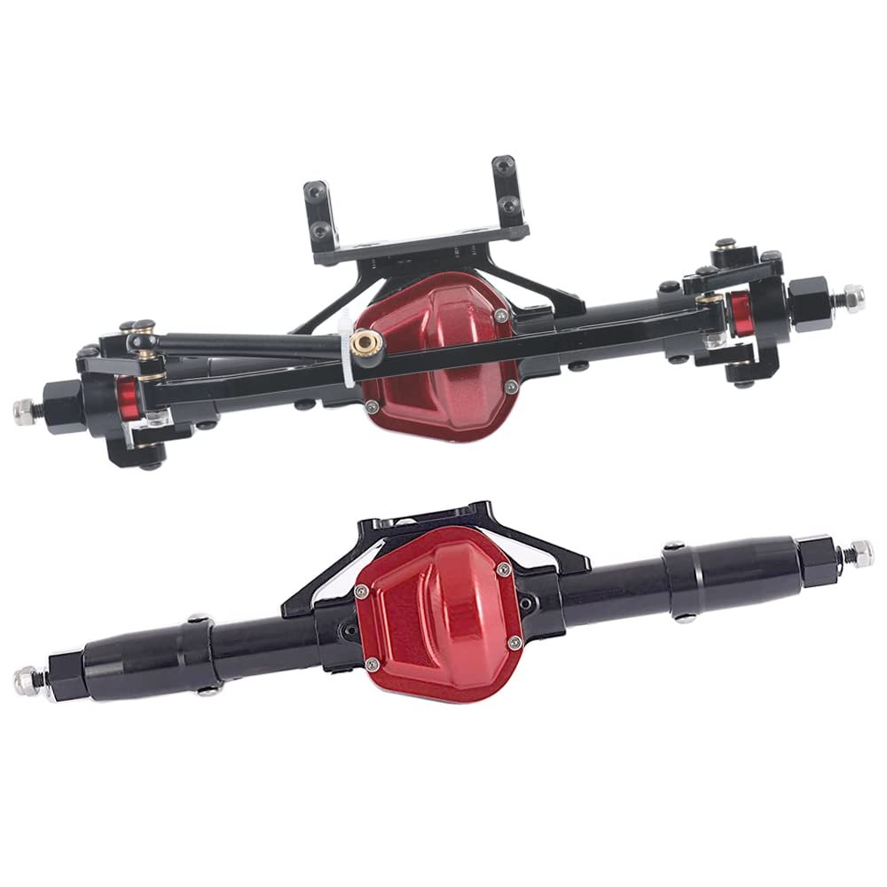 RZXYL Aluminum Alloy Front and Rear Axle and Universal Driveshafts Set for 1/10 RC Crawler Car Axial SCX10 (Black)