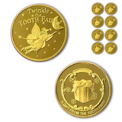 NLR FUN Tooth Fairy Coins Classic Tooth Fairy Golden Coins, Keepsake for Lost Tooth Kids (4 PCS)
