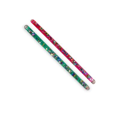 Glitter Wand, Magic Wonder Tube - for Kids, Teachers, Therapists, Sensory Room, Talking or Pointing Stick. Two 11" Wonder Wands (Pink, Green)