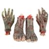 4pcs Halloween Bloody Decoration Haunted House Scary Fake Bloody Broken Severed Hands and Foot Body Prank Party Props view 1