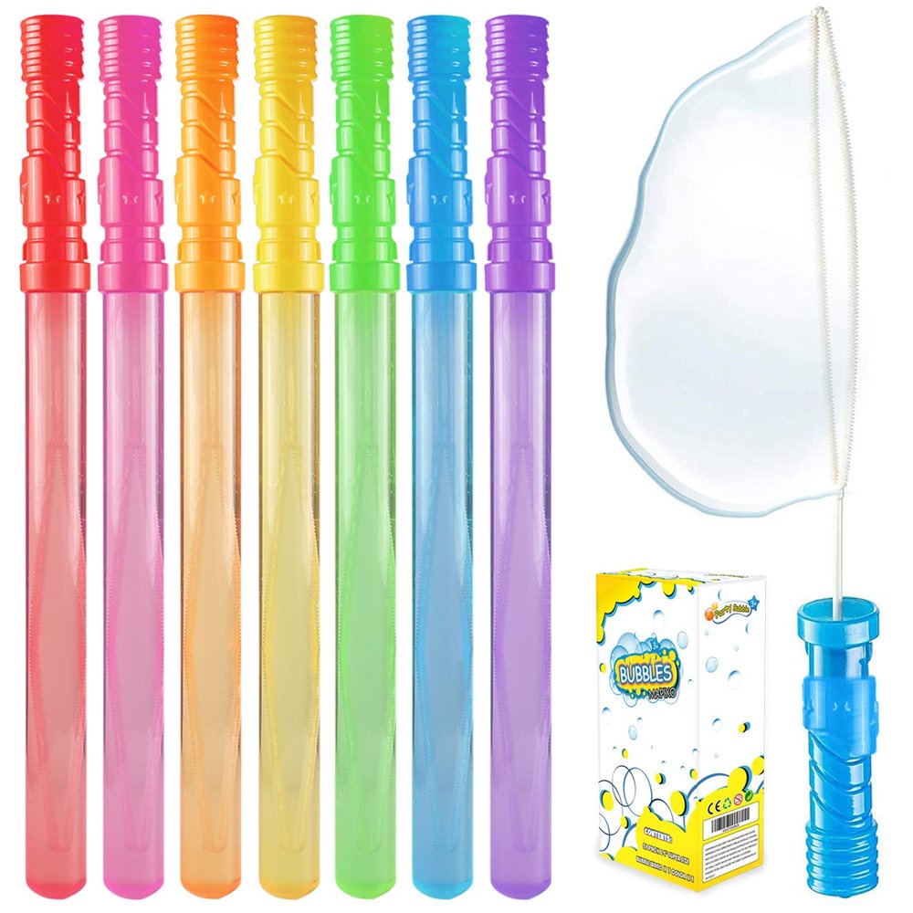 Bubble Wand, 28 Pack 14 Big Bubble Wands Bulk(7 Colors), Non-Toxic Smelless Bubble Toy for Kid Child Birthday Party Favor Wedding Summer Outdoor Pool Activity Bathroom Bath Toys
