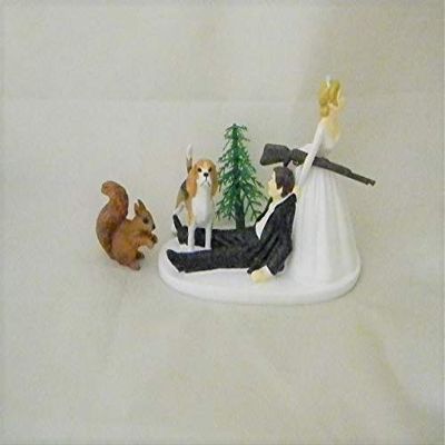 Wedding Reception Party Squirrel Hunter Hunting Dog Cake Topper