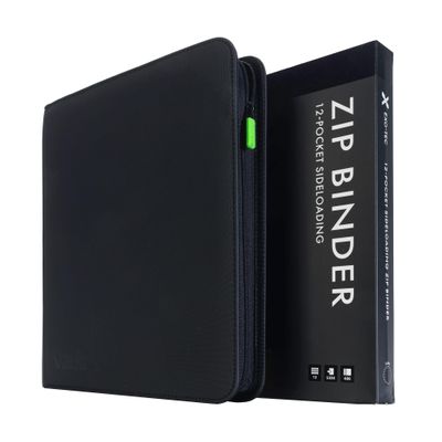 Vault X 12 Pocket Trading Card Zip Binder, 480 cards, Premium Exo-Tec Album Material, 20 Side-Loading Pages, Folder for Collectible Card Games, Sports, TCG (Black)