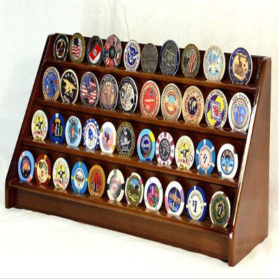 flag connections 4 Rows 40 Challenge Coin Casino Chip Display Case Rack Holder Stand for Table Shelf Desk Walnut