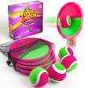Qrooper Kids Outdoor Toys - Toss and Catch Game Set, Outside Yard Camping Beach Pool Toys Games for Boys Girls 3 4 5 6 7 8 9 10 Year Old, 4 Paddles 4 Balls (Pink+Pink) view 1