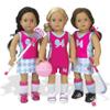 Sophia's Complete Lacrosse, Field Hockey, Soccer, & Basketball Sports Equipment Playset with Turf Mat & Goal for 18 Dolls, Pink/Green view 2