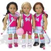 Sophia's Complete Lacrosse, Field Hockey, Soccer, & Basketball Sports Equipment Playset with Turf Mat & Goal for 18 Dolls, Pink/Green view 4