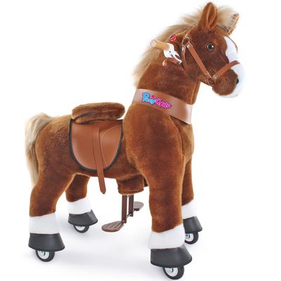 PonyCycle Kids Ride on Horse for Kids Ride on Toys Classic Model U (with Brake/ 36" Height/Size 4 for Age 4-7) Riding Horse Plush Ride on Pony Rideable Horse Walking Animal with Wheels Brown Ux424