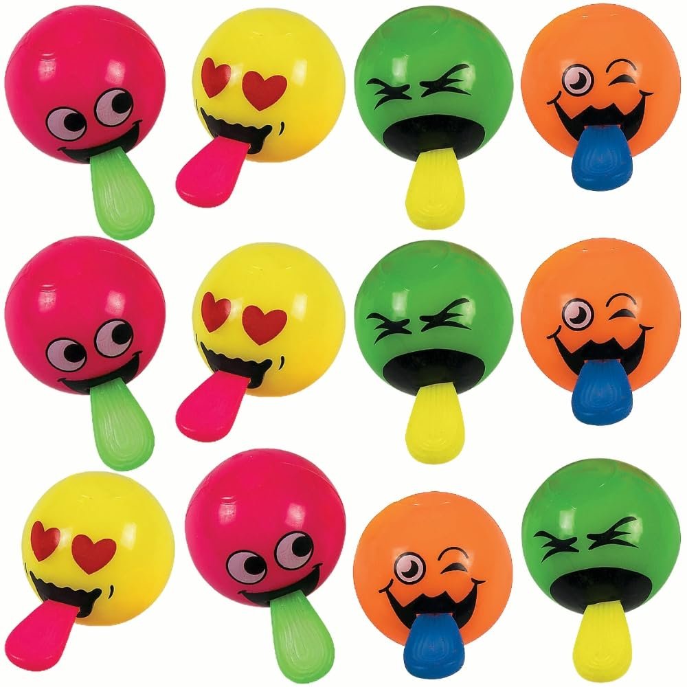 Fun Express - Light Up Pop Out Tongue Bouncing Balls - Toys - Light Up Balls - 12 Pieces