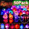 50 Pack 3D Halloween LED Glow Ring, Light Up Toys Glow in the Dark Birthday Halloween Party Favors Decorations Supplies for Kid Adults Flash Finger Rubber Ghost Pumpkin Skeleton LED Finger Lights view 1