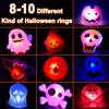 50 Pack 3D Halloween LED Glow Ring, Light Up Toys Glow in the Dark Birthday Halloween Party Favors Decorations Supplies for Kid Adults Flash Finger Rubber Ghost Pumpkin Skeleton LED Finger Lights view 2