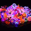 50 Pack 3D Halloween LED Glow Ring, Light Up Toys Glow in the Dark Birthday Halloween Party Favors Decorations Supplies for Kid Adults Flash Finger Rubber Ghost Pumpkin Skeleton LED Finger Lights view 3