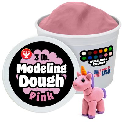 Hygloss Play Modeling Dough for Kids Safe & Non-Toxic Sensory Dough for Arts and Crafts 3 lb Tub Play Clay for Toddler Activities, Preschool Classroom Must-Haves Pink Color, Unscented