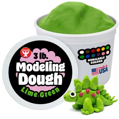 Hygloss Play Modeling Dough for Kids Safe & Non-Toxic Sensory Dough for Arts and Crafts 3 lb Tub Play Clay for Toddler Activities, Preschool Classroom Must-Haves Lime Green Color, Unscented