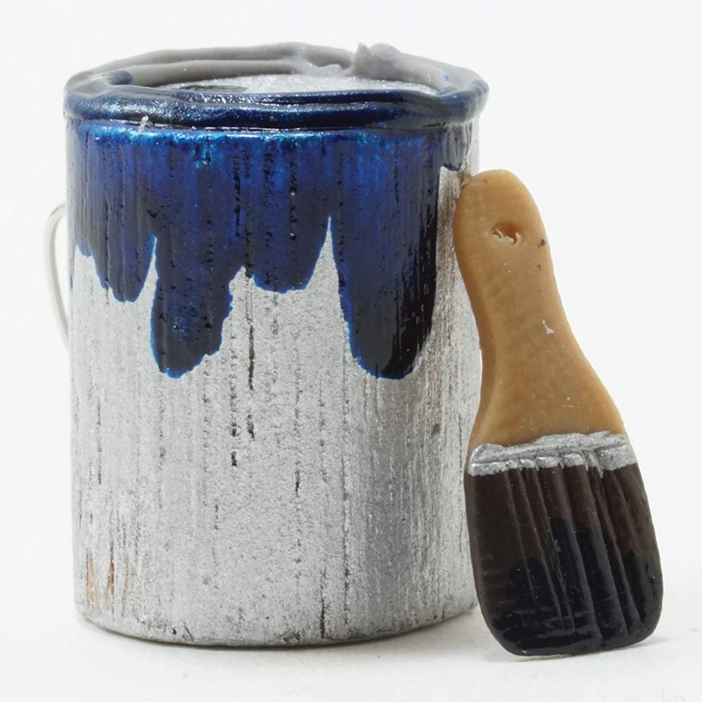 International Miniatures by Classics Dollhouse Miniature Paint Can and Brush Set, Blue Paint
