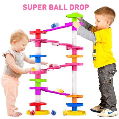 WEofferwhatYOUwant Super Ball Drop Montessori 26-Piece Giant Marble Run for Toddlers 10M+ Extra Tall STEM Tower with Large Balls Windy Ramps & Double Bridges Expandable Durable & Educational Toy Set