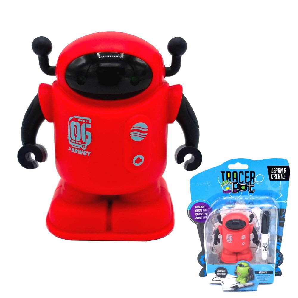 TracerBot Mini Inductive Robot That Follows The Black Line You Draw. Fun, Educational, and Interactive STEM Toy with Limitless Ways to Play! Promotes Logic and Creativity Training.