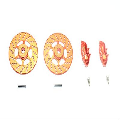 Aluminum Front Or Rear Brake Disk + Brake Caliper For 1/10 Traxxas Ford GT 4-Tec 2.0 83056-4/4-Tec 3.0 93054-4 - 4Pc Set Orange