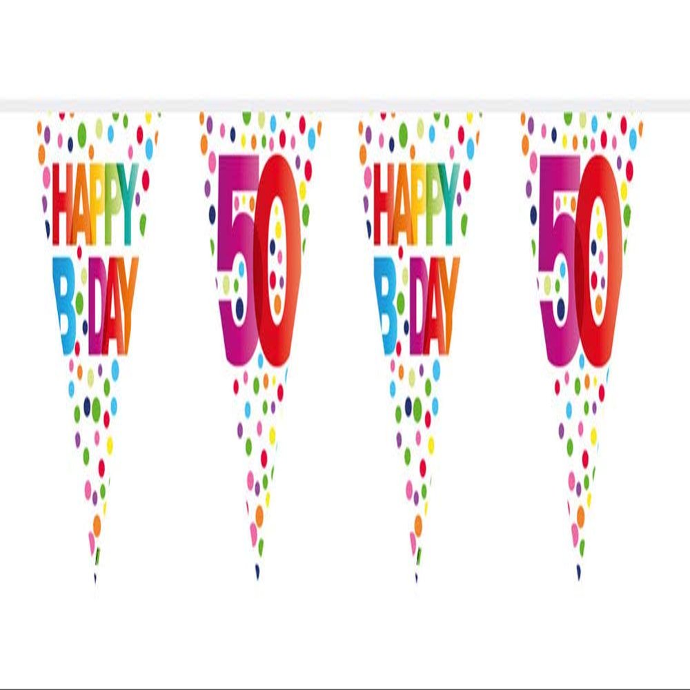 Folat 27150 40th Birthday Happy Bday Dots Bunting Garland-10 m, Multi colors