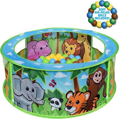 Sunny Days Entertainment Zoo Adventure Ball Pit with Play Balls Indoor Pop Up Play Tent for Toddlers and Kids | Colorful Balls Included | Amazon Exclusive