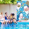 Blulu Shark Bean Bag Toss Game for Kids with 3 Bean Bags Shark Birthday Party Decorations Baby Beach Toys Ocean Summer Pool Party Favors for Outdoor Family Backdrop Background Photo Prop view 3