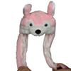 JOYHY Kids Adults Plush Hat Ear Moving Ear Flap Hat with Paw Pink Wolf view 3