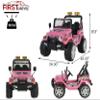 First Drive Wrangler Truck - 12v Dual Motor Kids Electric Ride-On Car with Remote Control, MP3 Playback, Aux Cord, Premium Wheels (Pink) view 2