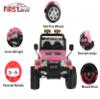 First Drive Wrangler Truck - 12v Dual Motor Kids Electric Ride-On Car with Remote Control, MP3 Playback, Aux Cord, Premium Wheels (Pink) view 3