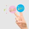 120 PCS Gender Reveal Party Round Stickers Boy and Girl Team Labels Baby Shower Tags Gold Foil Character (Each Measures 2" in Diameter) view 2