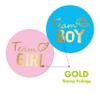 120 PCS Gender Reveal Party Round Stickers Boy and Girl Team Labels Baby Shower Tags Gold Foil Character (Each Measures 2" in Diameter) view 3