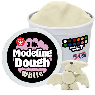 Hygloss Play Modeling Dough for Kids  Safe & Non-Toxic Sensory Dough for Arts and Crafts  3 lb Tub  Play Clay for Toddler Activities, Preschool Classroom Must-Haves  White Color, Unscented