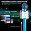 ShinePick Karaoke Microphone, 4 in 1 Wireless Microphone with LED Lights Handheld Portable Karaoke Machine, Home KTV Player, Compatible with Android & iOS Devices(Blue) view 3