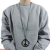NOVELTY GIANT WWW.NOVELTYGIANT.COM Peace Sign Pendant Necklace 70's Hippie Costume Silver, Black view 3