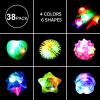 Sauyoza 38 Pack Light Up Rings Christmas Party Favors for Kids 4-8 8-12, Goodie Bags Stuffers Treasure Box Toys for Classroom Prizes, Birthday Glow in The Dark Party Supplies Favors for Kids view 2
