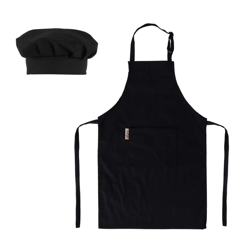 Aurya Kids Apron and Chef Hat Set-Adjustable Child Apron for Boys and Girls