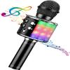 ShinePick Karaoke Microphone, 4 in 1 Wireless Microphone with LED Lights Handheld Portable Karaoke Machine, Home KTV Player, Compatible with Android & iOS Devices(Black) view 1
