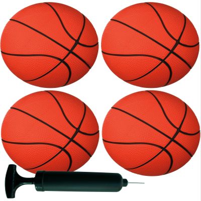 AppleRound 5-Inch Toy Basketballs for Toddlers and Kids - Outdoor Games Backyard Sports for Children Boys and Girls - Pack of 4 Balls with 1 Air Pump