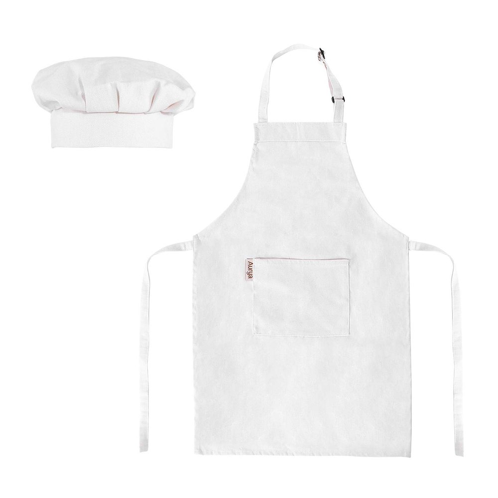 Aurya Kids Apron and Chef Hat Set-Adjustable Child Apron for Boys and Girls