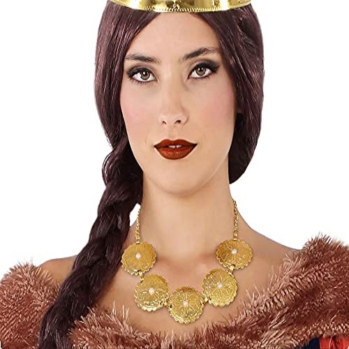 Atosa-62168 Atosa-62168 Costume Accessory Medium Age Queen Necklace Gold, Women, 62168, One Size