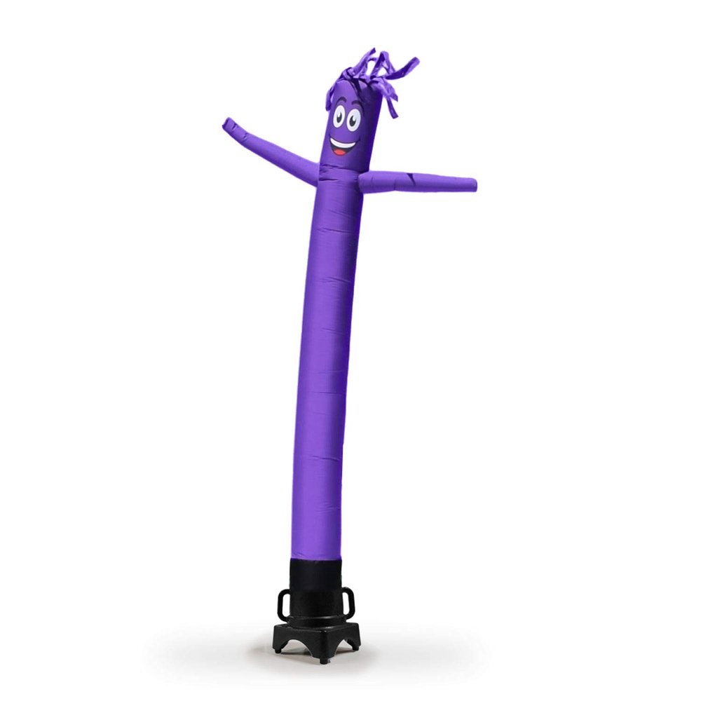 Purple 8 Foot Tall Inflatable Tube Man Air Powered Waving Puppet, Air Blower Motor Included with 6ft Solid Colored Dancer by Feather Flag Nation