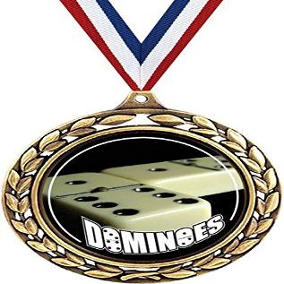 Dominoes Medals - 2 1/2" Laurel Wreath Dominoe Games Medal - Great Dominoes Awards for Kids 50 Pack