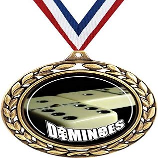 Dominoes Medals - 2 1/2" Laurel Wreath Dominoe Games Medal - Great Dominoes Awards for Kids 20 Pack