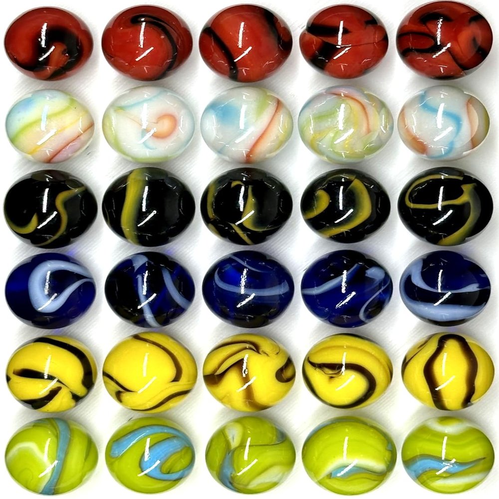 Big Game ~30 Deluxe Replacement Marbles (with Drawstring Storage Bag) Solid Glass Aggravation Wahoo Dirty Marbles Chinese Checker Game 16mm (5/8")