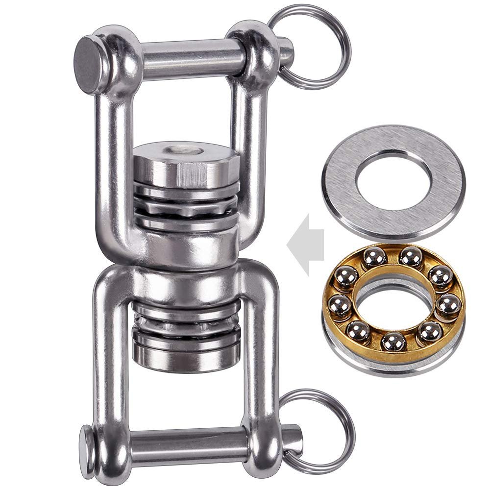 BeneLabel Dual Hanging Rings Hammock Swing Hanger, Swivel Stainless Steel Mounting Bearing Set D Shape Open Loop for Indoor Outdoor Playground Chair Yoga Rope Punching Bag Sandbag