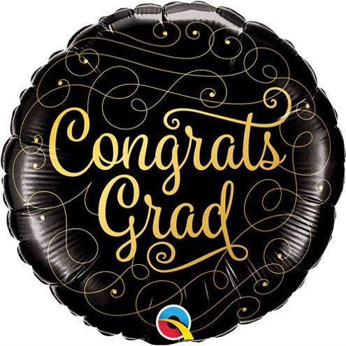 LOONBALLOON Standard Congrats Grad Gold Doodles Balloon Balloons for Graduation Party Decoration Supplies